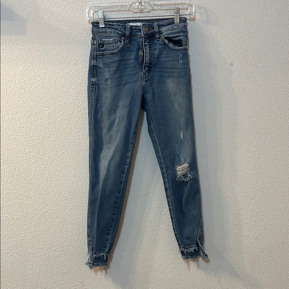 KanCan Blue Ankle Cropped Distressed Jeans